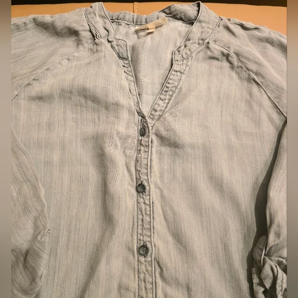 Women's Hester & Orchard Gray Fringe Button Down Shirt Size XL - Picture 2 of 9